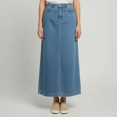 Pre-owned Magda Butrym Blue Denim High Slit Maxi Skirt M