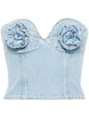 MAGDA BUTRYM BLUE FLORAL-APPLIQUÉ DENIM CORSET