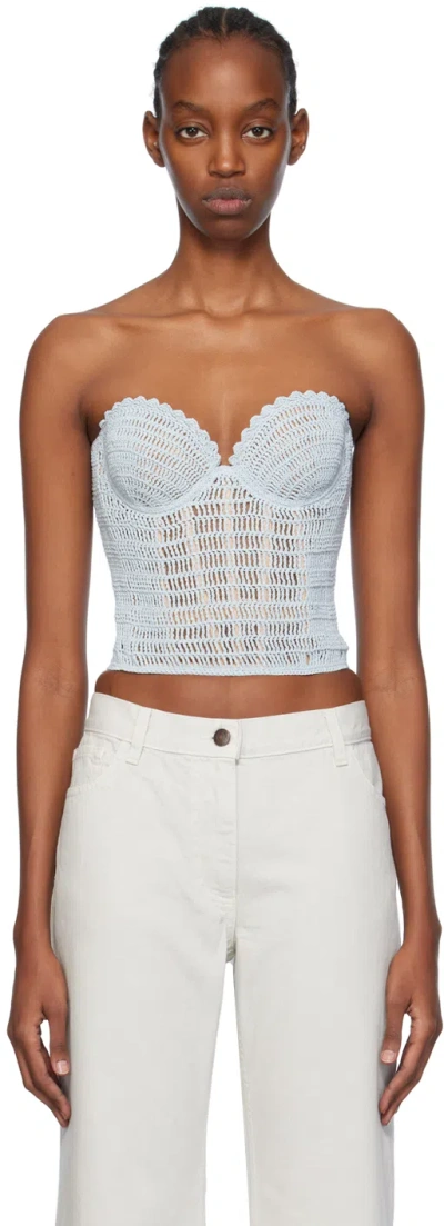 Magda Butrym Crochet Cotton-blend Corset Top In Blue