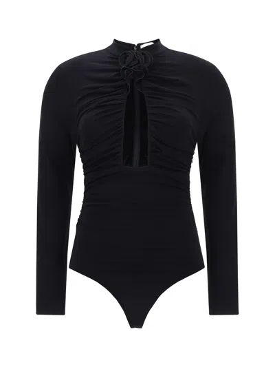 Magda Butrym 3d Roses Cutout Jersey Bodysuit In Black