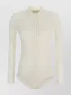 Magda Butrym Long-sleeve Tricot Polo Bodysuit In White