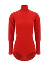 Magda Butrym Ribbed-knit Turtleneck Bodysuit In Red