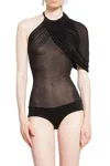 Magda Butrym Cape-effect Halterneck Bodysuit In Black