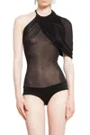 Magda Butrym Cape-effect Halterneck Bodysuit In Black