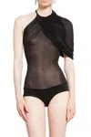 Magda Butrym Cape-effect Halterneck Bodysuit In Black