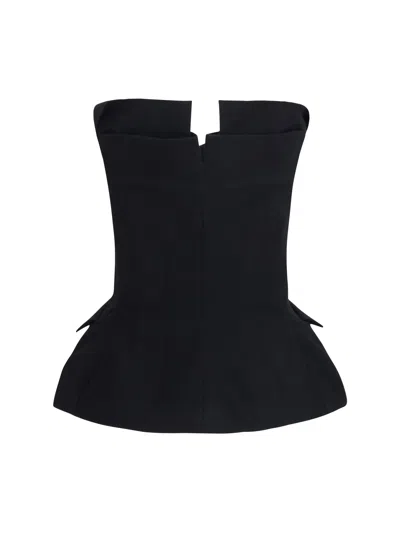 Magda Butrym Boned Cotton Bustier Bustier Bodysuit In Black
