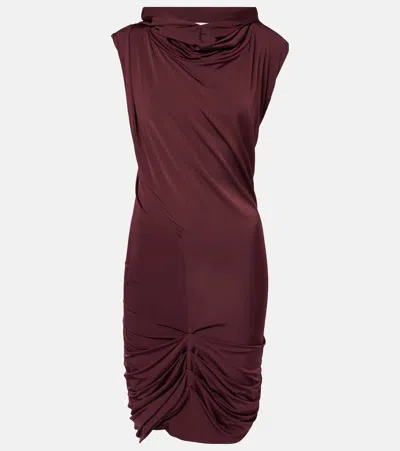 Magda Butrym Hooded Draped Minidress In Bordeaux