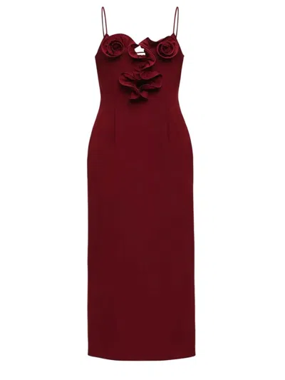 Magda Butrym Cotton And Silk Flower-detail Midi Beach Dress In Burgundy In Red