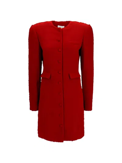 Magda Butrym Bouclé Button-up Mini Dress In Red