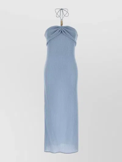 Magda Butrym Bow Detail Halter Neck Strapless Midi Dress In Blue