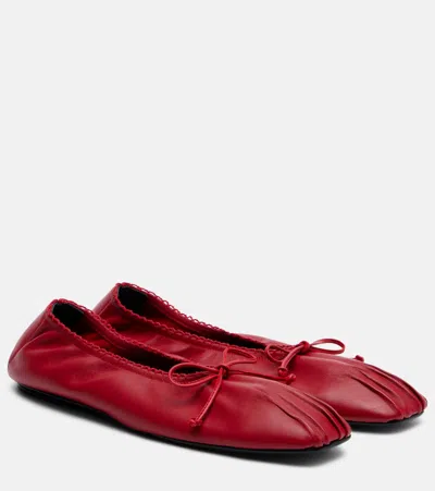 Magda Butrym Bow-detail Leather Ballet Flats In Red