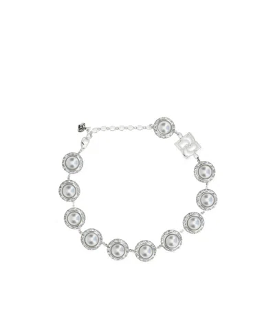 Magda Butrym Bracelet With Rhinestone Embellishment In Silver