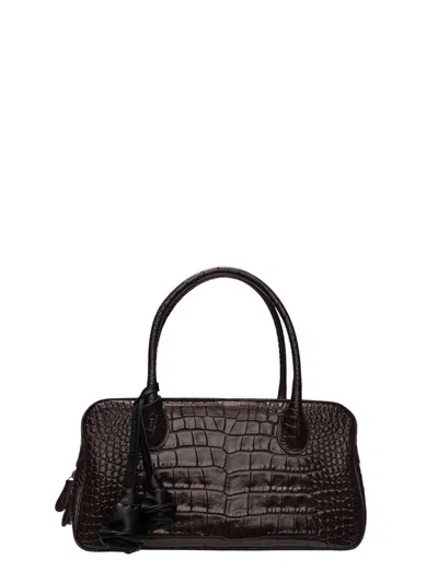 Magda Butrym Brigitte Bag In Dark Brown Crocodile-embossed Leather Wit