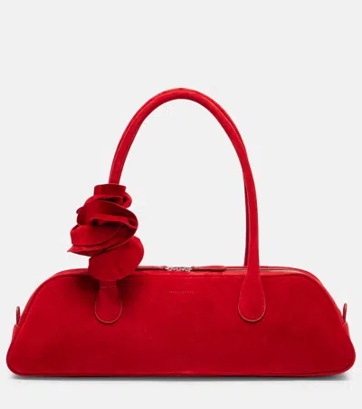 Magda Butrym Brigitte Floral-appliqué Suede Tote Bag In Red