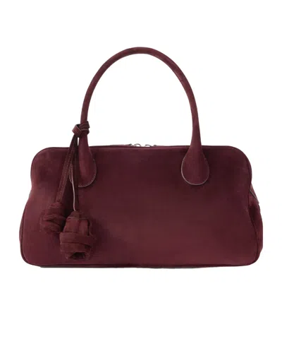 Magda Butrym Brigitte Embellished Suede Tote In Burgundy