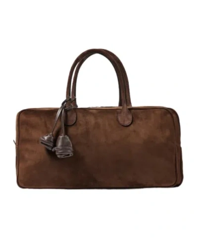 Magda Butrym Brigitte Large Suede Duffel Bag In Brown