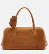 Magda Butrym Brigitte Small Floral-appliqué Suede Tote Bag In Brown