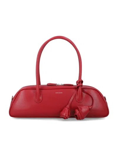 Magda Butrym Brigitte Trapeze Rose-detail Leather Tote Bag In Red