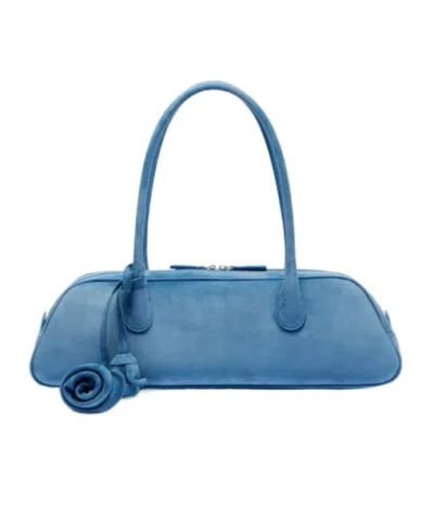 Magda Butrym Brigitte Trapeze Suede Shoulder Bag In Blue
