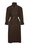 Magda Butrym Broad-shouldered Cotton-blend Trench Coat In Brown