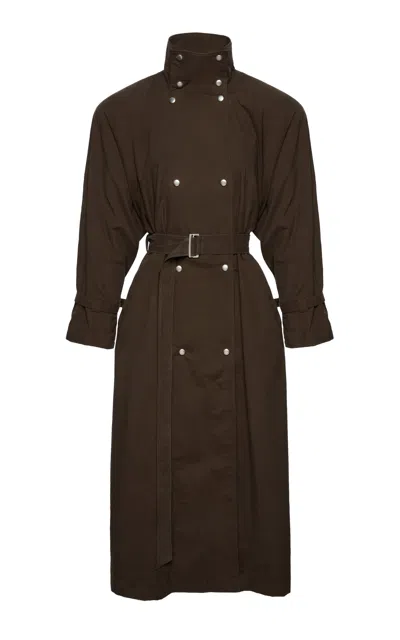 Magda Butrym Broad-shouldered Cotton-blend Trench Coat In Brown