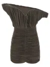 Magda Butrym Sculptural One-shoulder Mini Dress With Rose Petal Detail In Brown