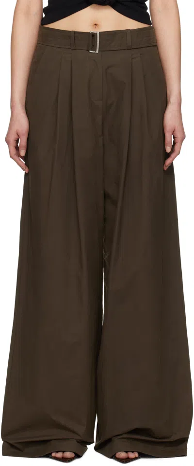 Magda Butrym Brown Belted Relaxed Cotton Trousers