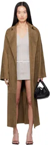 Magda Butrym Belted Suede Coat In Beige