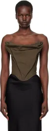 Magda Butrym Brown Draped Strapless Corset In Brown