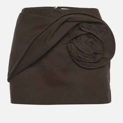 Pre-owned Magda Butrym Brown Floral Applique Cotton Mini Skirt M