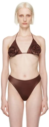 Magda Butrym Rose Triangle Bikini Top In Brown