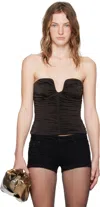 Magda Butrym Brown Ruched Tank Top In Brown