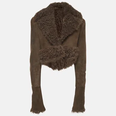 Pre-owned Magda Butrym Brown Shearling Leather Cropped Jacket S