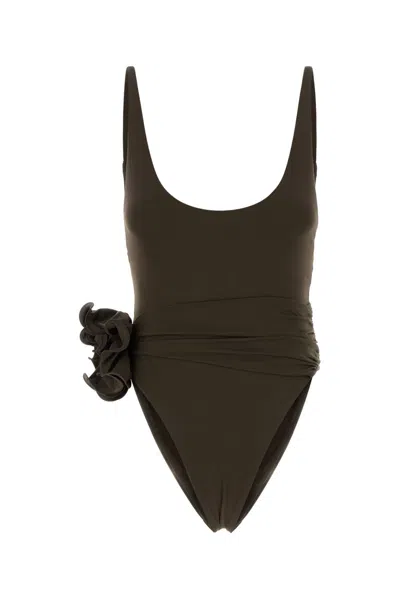 Magda Butrym Brown Stretch Nylon Swimsuit In Green