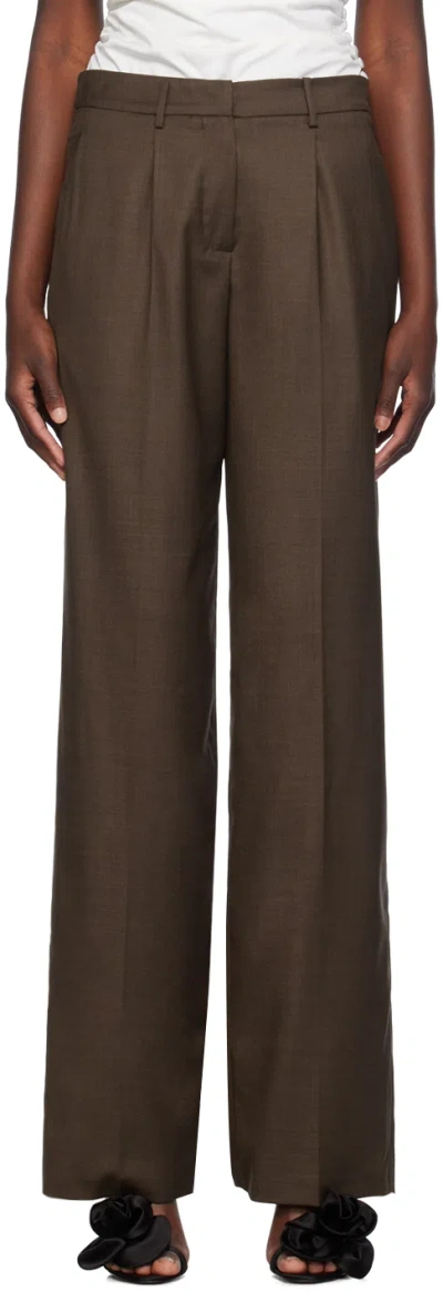 Magda Butrym Brown Wide Leg Tailored Wool Trousers