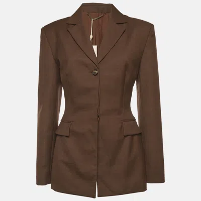 Pre-owned Magda Butrym Brown Wool Blend Single Breasted Blazer S