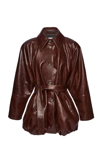 Magda Butrym Bubble-hem Belted Leather Jacket In Brown