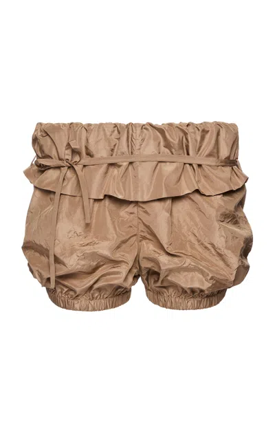 Magda Butrym Bubble Hem Silk Mini Shorts In Brown