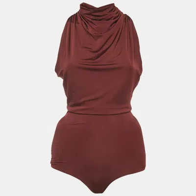 Pre-owned Magda Butrym Burgundy Jersey Sleeveless Hourglass Bodysuit S
