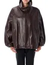 Magda Butrym Oversized Leather Jacket In Brown