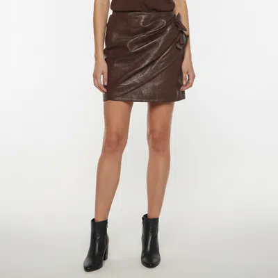 Pre-owned Magda Butrym Burgundy Leather Draped Mini Skirts M