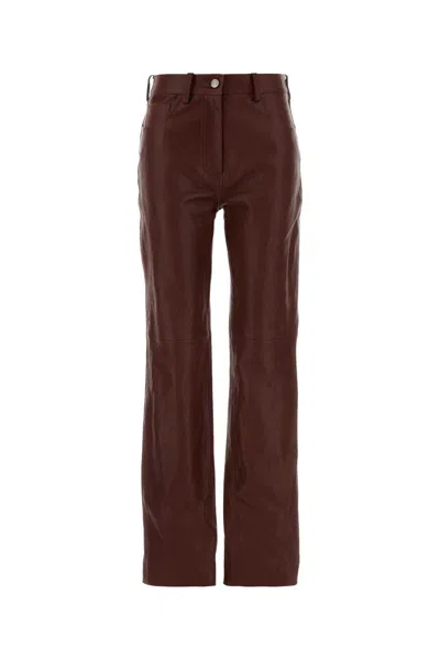 Magda Butrym Burgundy Leather Pant In Brown