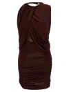 Magda Butrym Draped Halter Neck Open Back Dress In Brown