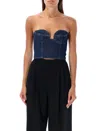 Magda Butrym Cropped Cotton Denim Corset Top
