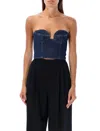 Magda Butrym Bustier Denim Top In Blue
