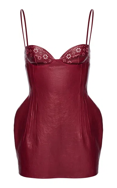 Magda Butrym Bustier Leather Mini Dress In Red