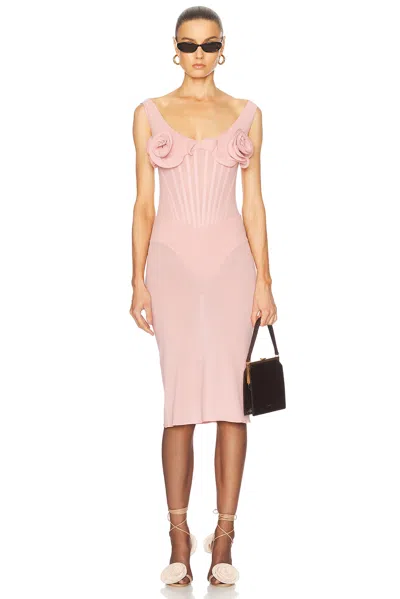 Magda Butrym Pink Floral Bustier Midi Dress