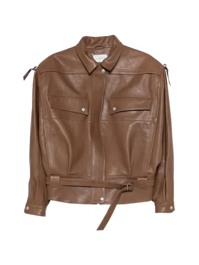 Magda Butrym Button Belted Jacket In Brown