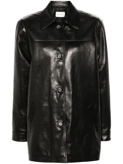 Magda Butrym Button-up Leather Jacket In Black