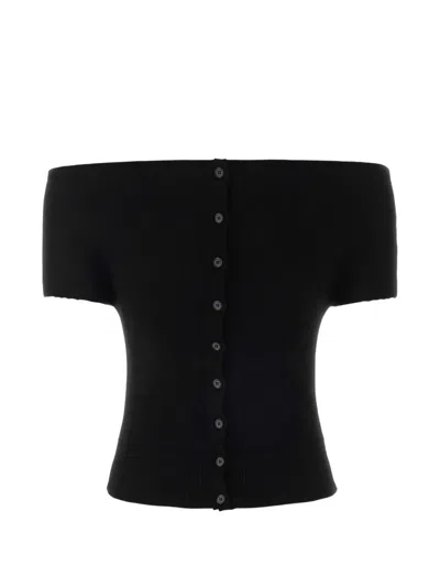 Magda Butrym Buttoned Off-shoulder Top In Black